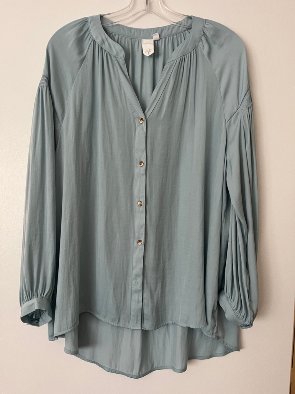 Light Blue Button-Front Blouse by Eileen Fisher
